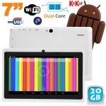 Tablette tactile android 4. 4 kitkat 7 pouces dual core 20go dual cam flash blanc - yonis