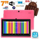 Tablette tactile android 4. 4 kitkat 7 pouces dual core dual cam flash rose 12 go - yonis