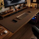 Tapis de bureau 100 x 50 cm antid�rapant en lin � bords cousus marron caf� yonis