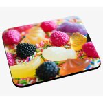Tapis de souris bonbons fruits mres framboises quartier d'oranges ananas et vermicelle multicolor