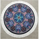 Tapis de souris cratif mini tapis oriental motif tissu textile petit tapis de souris avec pompons en ...