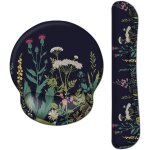 Tapis de souris ergonomique avec repose - poignet avec coussin en gel motif fleurs