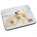 Tapis de souris maman ours polaire et ses oursons mignon animaux sauvages