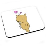 Tapis de souris ourson fleurs bouquet peinture enfant dessin mignon
