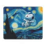 Tapis de souris personnalise s - snoopys la nuit toile, base en caoutchouc antiderapant, accessoire ...