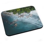 Tapis de souris plage de sable fin et rochers fort vue arienne paysage
