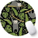 Tapis de souris, rond, 20 cm, avec motif de paresseux, petite taille, motif fille