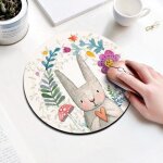Tapis de souris rond en forme de panda, lapin, cochon, chat, animal, parfait pour cadeau, jeu, tablette, ...