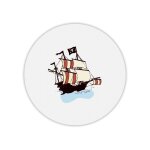 Tapis de souris rond imprim� bateau de pirate