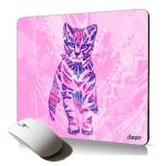 Tapis de souris souple chat violet mignon chaton multicolore accessoire ordinateur fixe tribal pastel ...