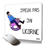 Tapis de souris souple j'peux pas j'ai licorne comique drole humour accessoire professionnel ordinateur ...