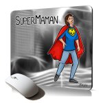 Tapis de souris souple super maman comics texte dessin humour gris heros mousepad personnalis� cadeau ...