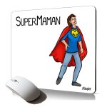 Tapis de souris souple super maman dessin cadeau fete des meres heros comics flexible texte comique drole ...