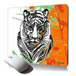 Tapis de souris souple tigre nature fauve dessin feuilles fleur felin accessoire flexible pour gaming ...