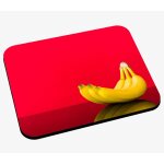 Tapis de souris trois bananes solidaires sur fond rouge Tapis de souris trois bananes solidaires sur fond rouge