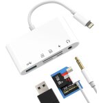 Thef - adaptateur lightning vers usb lecteur de carte sd jack 3. 5mm ecouteurs (5en1)pour ipad micro ...