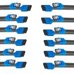 Tianyi - lot de 12 cbles sata iii 6 gbit / s droits avec loquet de verrouillage 45, 7 cm pour disque ...
