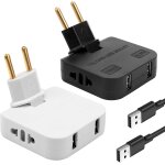 Tianyi - lot de 2 prises plates avec usb + adaptateur usb - usb c, design fin pour endroits sans espace ...