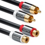 Tianyi - 2m rallonge cinch rca cble audio stro 2x mle vers 2x femelle connecteurs mtal dors noir ...
