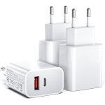 Tianyi - [3 pices] chargeurs usb c, 20w bloc d'alimentation usb 2 ports compatible avec 11 / 12 / 13 ...