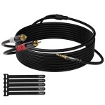 Tianyi - cble jack 3, 5 mm mle vers 2 rca mle - 5 m, 2 fiches rca vers audio stro auxiliaire, cble ...