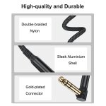 Tianyi - cble stro audio jack 6, 35 mm (4, 5m / 2 pack) cordon coud instrument trs 1 / 4 mle vers ...