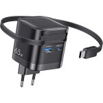 Tianyi - chargeur usb c 65w chargeur rapide 3 ports avec cble rtractable, portable gan adaptateur secteur ...