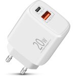 Tianyi - chargeur usb c , embout prise / adaptateur secteur double port 20w avec usb c, chargeur rapide ...