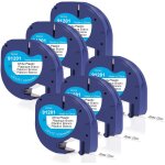 Tianyi - doree (lot de 6) 91201 / 91221 s0721660 ruban plastique, 12 mm x 4 m, noir sur blanc, dymo letratag ...