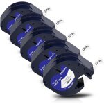 Tianyi - compatible ruban d'etiquettes pour dymo letratag - plastique 12mm x 4m 91201 - noir sur blanc ...