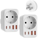 Tlp - 2 x prise adaptateur usa 5 en 1 prise us ue avec 1 ac 2 usb - c 2 usb - a (3, 4 a), adaptateur ...
