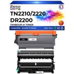 Tn2220 tn2210 tn2010 tn450 dr2200 dr - 2200 pack toner tambour compatibles pour brother noir avec puce ...