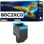 Toner compatible pour lexmark 80c2xc0 802xc cx510 cyan 4000 pages