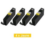 Tonercenter24 - 4 x cli - 526 (avec puce) compatible jaune cartouche d'encre pour canon pixma mg5150, ...