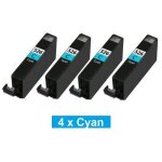 Tonercenter24 - 4 x cli - 526c compatible cyan cartouche d'encre pour canon pixma ip4850, ip4800, ip4950, ...