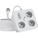 Tour multiprise 8 positions, rallonge avec 2 usb a & 2 usb c, bloc multiprise avec cble d'extension ...