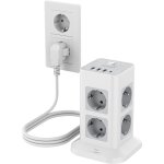 Tour multiprise 8 sorties ac avec 4 usb, parafoudre et surtension avec interrupteur et 3 m�tre cable, ...