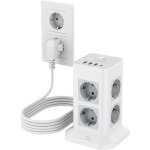 Tour multiprise 8 sorties ac avec 4 usb, parafoudre et surtension avec interrupteur et rallonge electrique ...