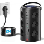 Tour multiprise avec interrupteur, multiprise parafoudre et surtension 5 ports usb et 12 prises pour ...