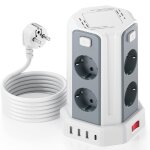 Tour multiprise avec interrupteur, multiprise parafoudre et surtension avec 8 sortie ac et 4 ports usb(max ...
