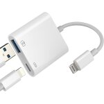 Trahoo - adaptateur lightning vers usb (2 en 1) pour iphone 14 pro max chargeur adaptateur certifi� mfi ...