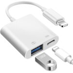 Trahoo - [certifi apple mfi] 2 en 1 adaptateur lightning vers usb avec port de chargement, adaptateur ...