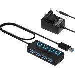 Trahoo - hub usb alimenté, ultra - fast 5 gbps 4 port hub usb 3. 0 avec des commutateurs et des voyants ... Trahoo - hub usb alimenté, ultra - fast 5 gbps 4 port hub usb 3. 0 avec des commutateurs et des voyants ...