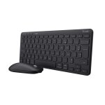 Trust lyra pack clavier et souris sans fil bluetooth, azerty franais, 84% plastique recycl, mini clavier ...