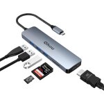 Tta - qhou usb c hub, 6 en 1 adaptateur usb c  double affichage(4k hdmi, sd / tf, usb a 3. 0) pour mac ...