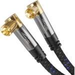 Tv aerial cable, 4k tv cable angled 90  12. 5 m  braided tv coaxial cable angled with unbreakable metal ...
