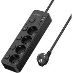 Twq - multiprise usb avec interrupteurs individuels, multiprise avec 4 prises et 2 usb a, 2 usb, bloc ...