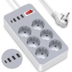 Tye - multiprise avec interrupteur, 6 prises, avec interrupteur, rallonge 10 en 1, multiprise avec usb ...