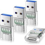 Tzf - adaptateur usb 3. 0 vers usb c 4 pack, usb c femelle usb a mle convertisseur chargeur pour iphone ...