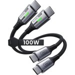Usb c cable, [0. 3m + 0. 3m] 100w 5a pd qc4 usb c to usb c cable fast charging, nylon braided type c ...